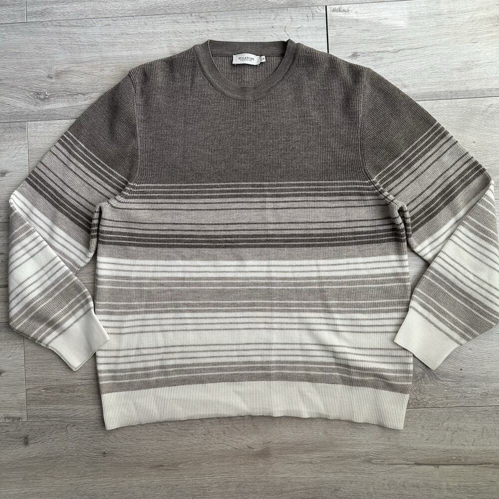 Bugatchi Gradient Stripe Soft 100% Merino Wool Sweater $250 XL Men